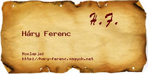 Háry Ferenc névjegykártya