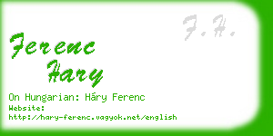 ferenc hary business card